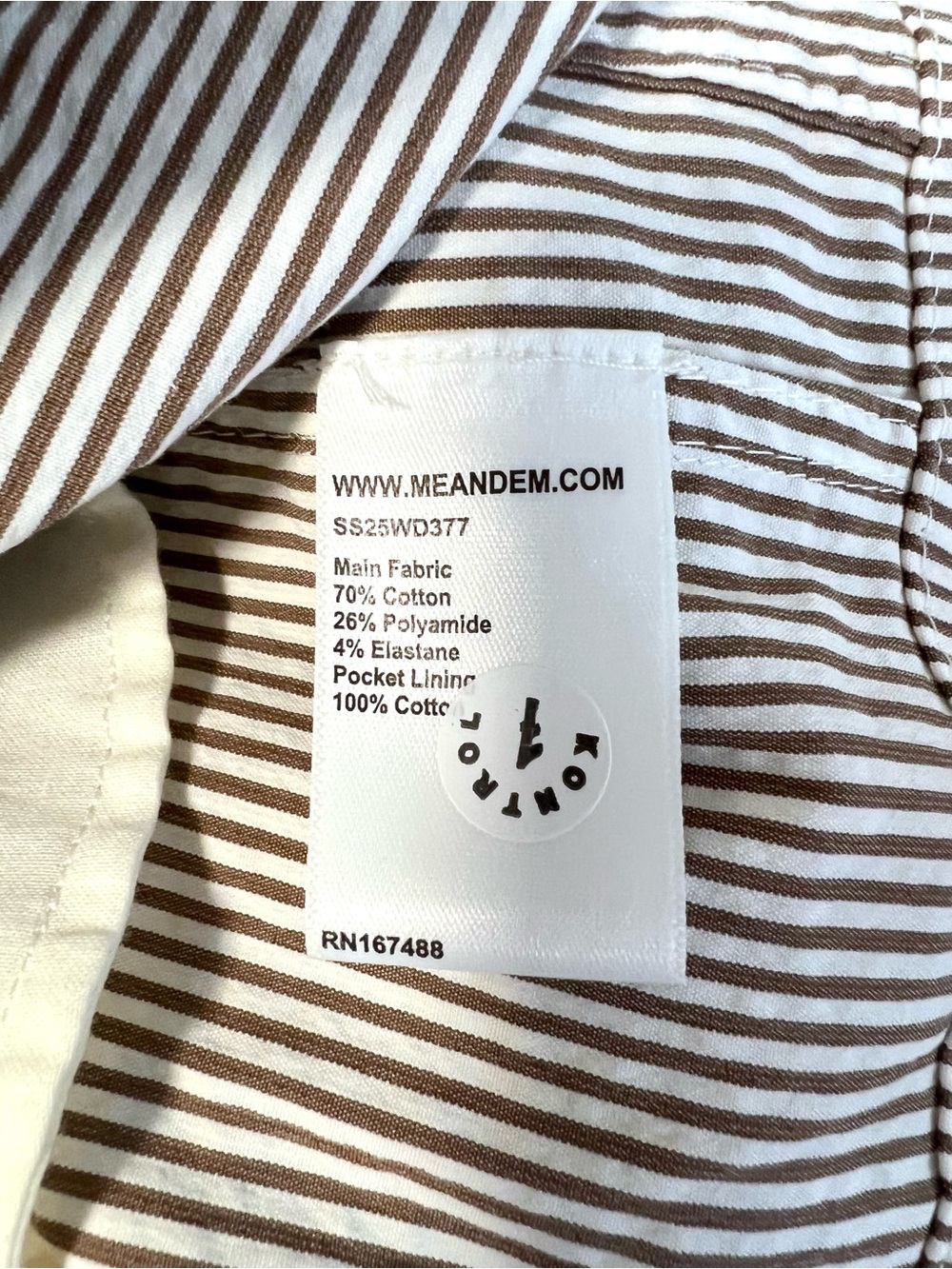 ME+EM Seersucker Stripe Mini Shirt Dress With Belt Chocolate/White Sz 4 - Picture 9 of 9
